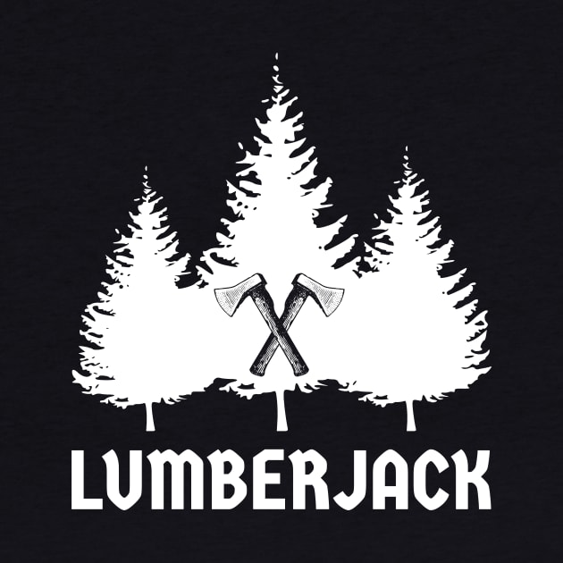 Lumberjack White Pine Trees Crossed Axes by HighBrowDesigns